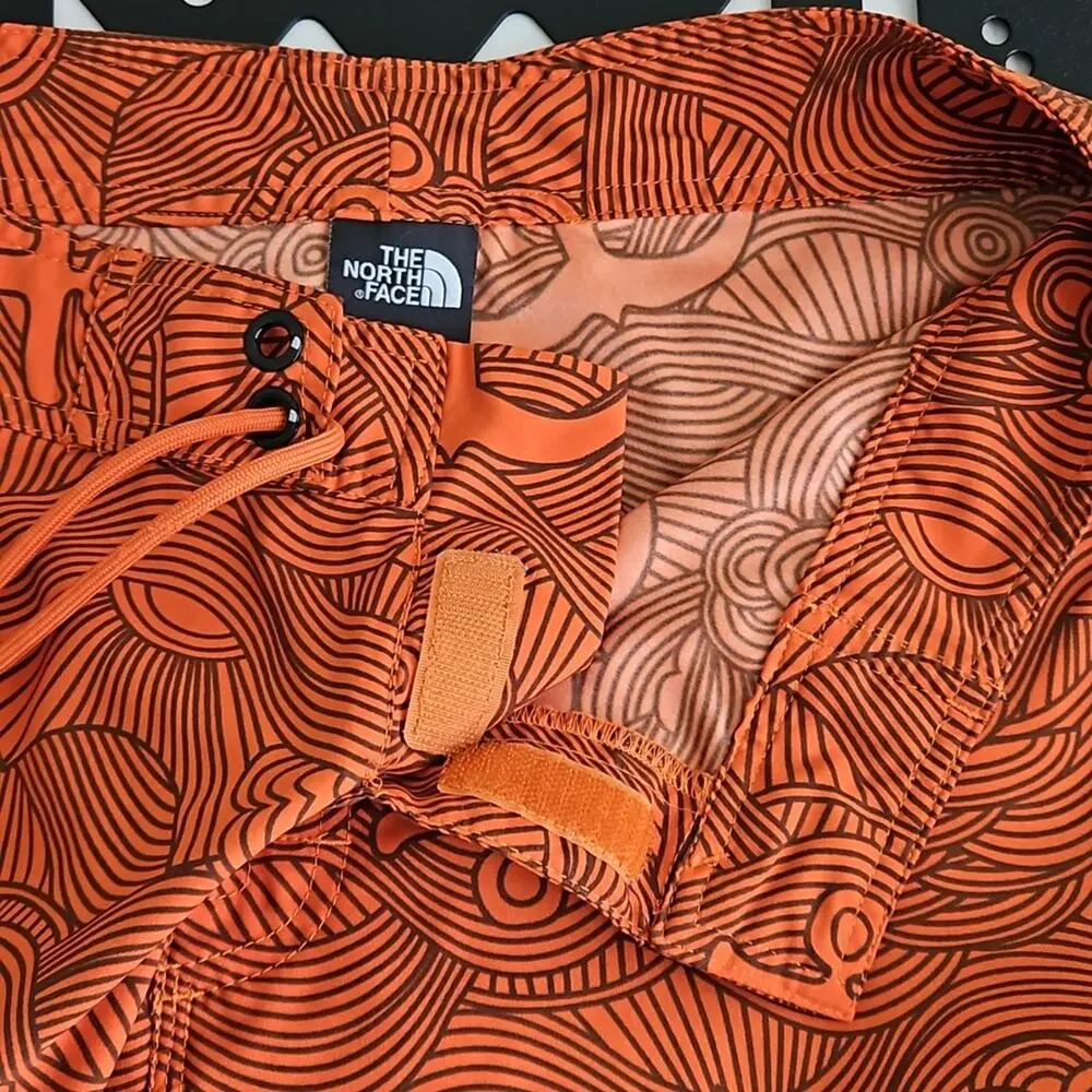 The North Face Board Shorts Swim Trunks Orange Anchors Waves Print‎ | Men's 32